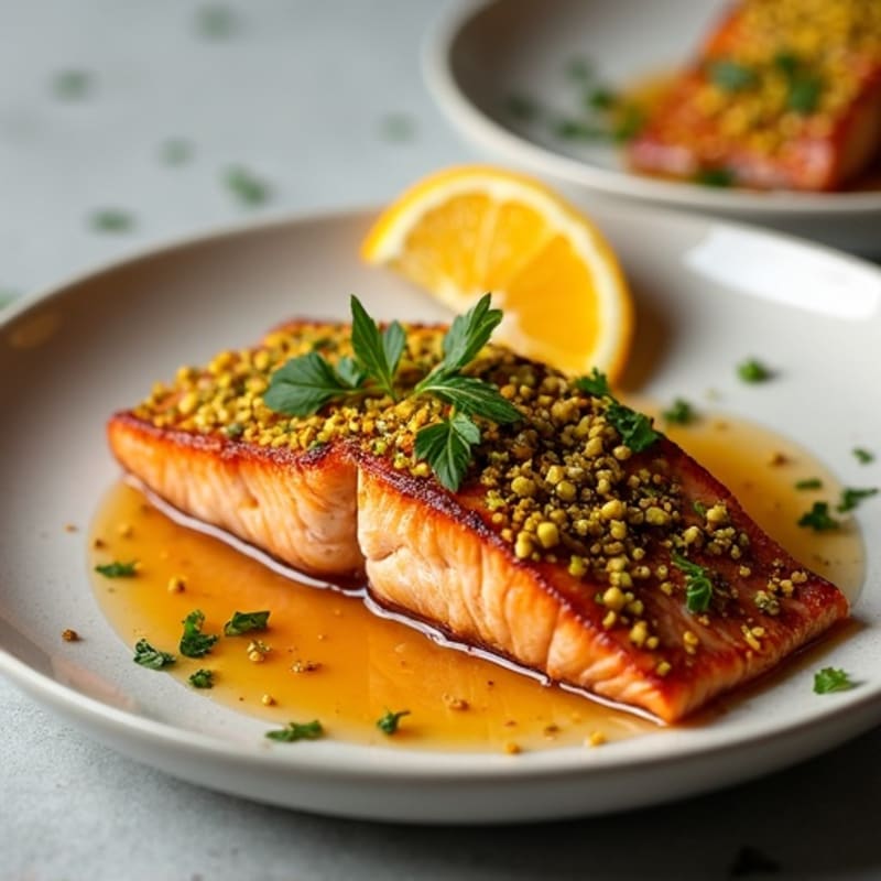 Crispy Pistachio-Crusted Salmon with Citrus-Ginger Glaze