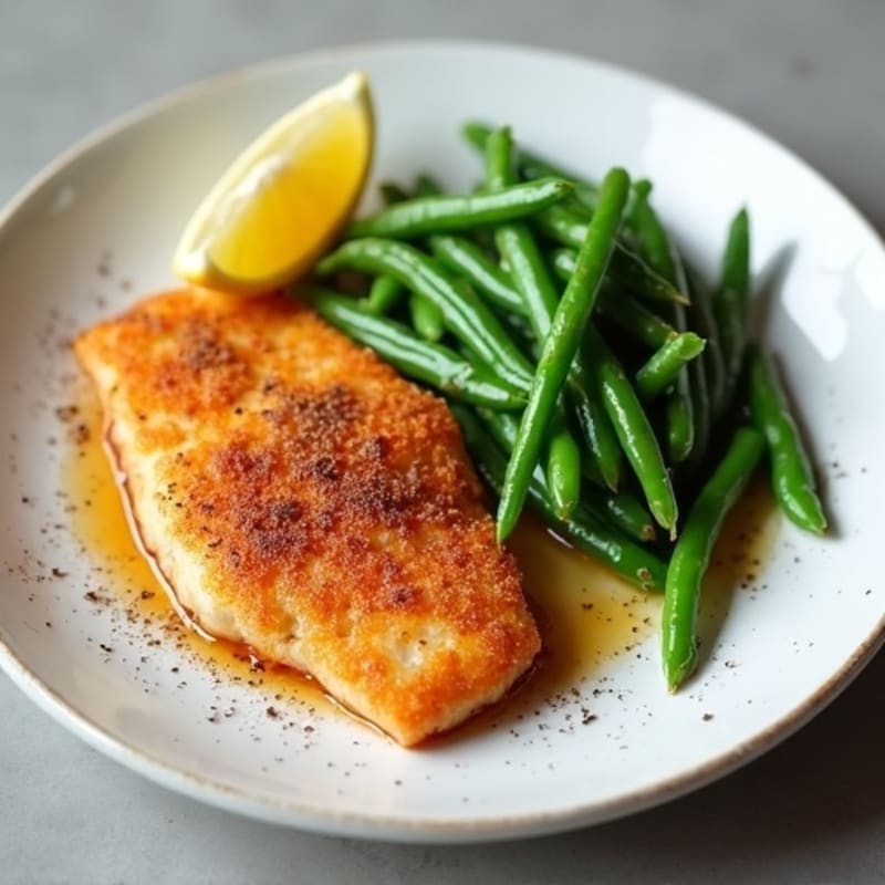 Paprika-Spiced Crispy Catfish with Garlicky Green Beans