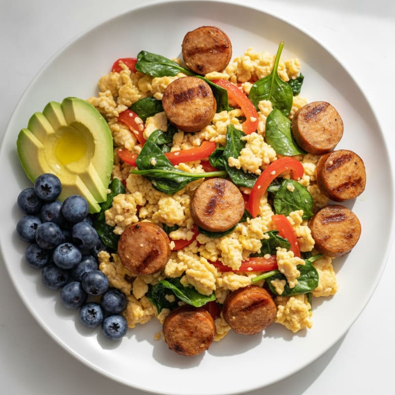 Egg White and Veggie Scramble with Chicken Sausage