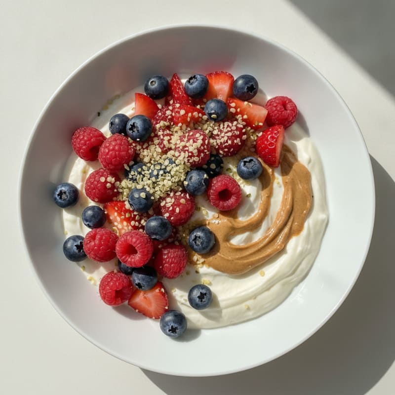 Silky Greek Yogurt Protein Pudding with Mixed Berries