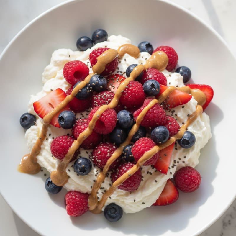 Greek Yogurt Protein Mousse with Mixed Berries