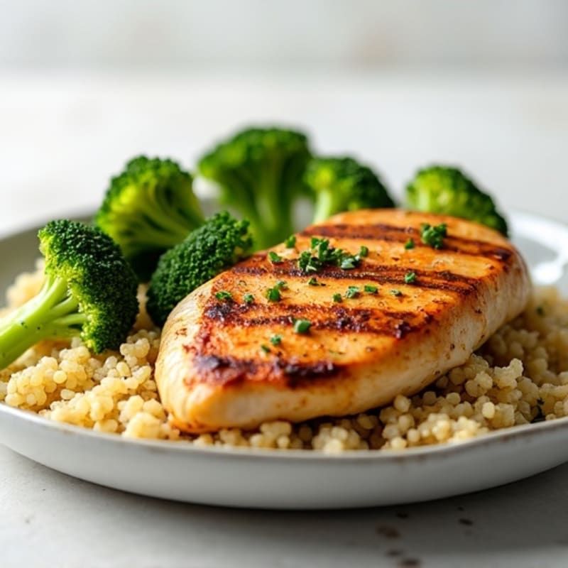 Grilled Chicken Breast with Roasted Broccoli and Quinoa