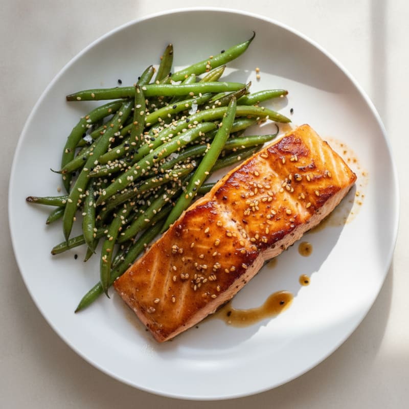 Teriyaki Glazed Salmon with Sesame Green Beans