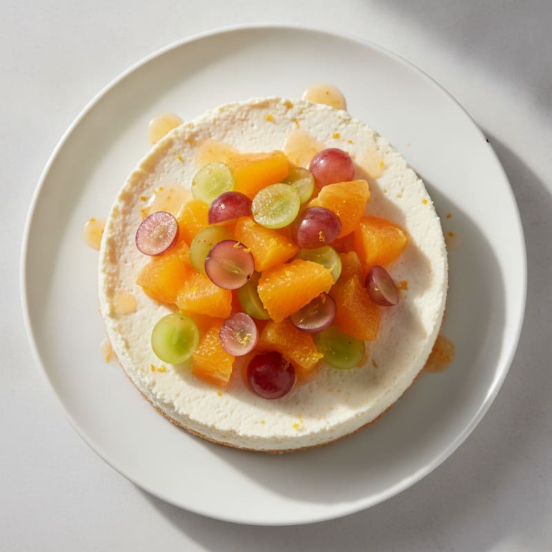 Protein Cheesecake with Fresh Orange and Grape Salsa