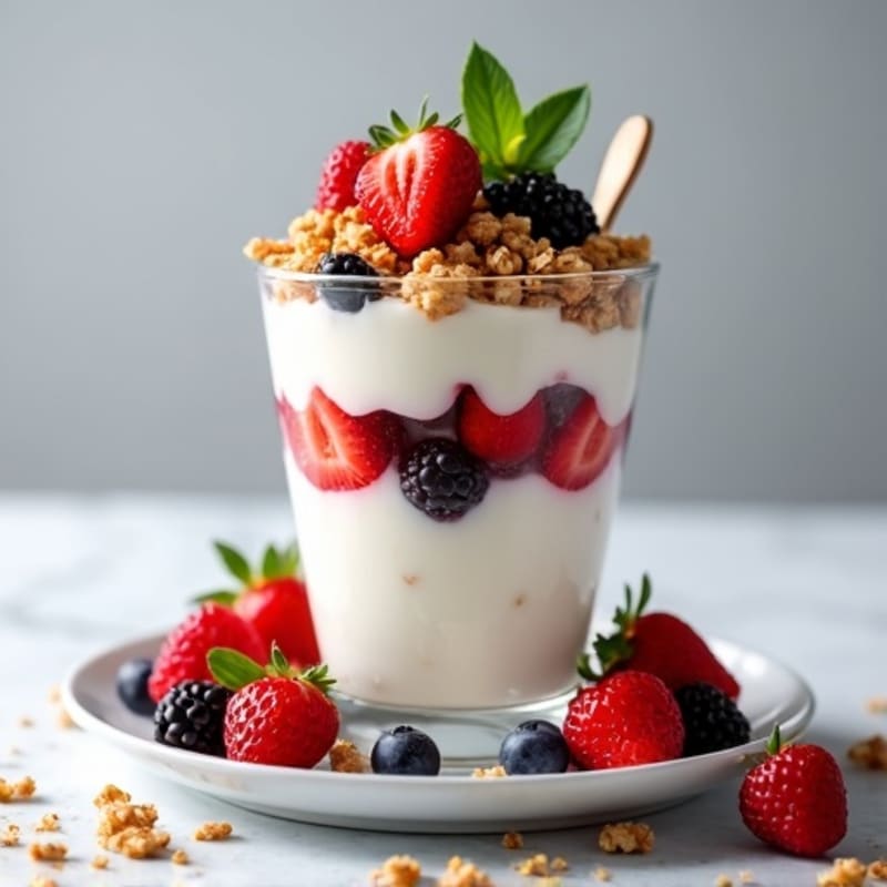 Greek Yogurt Protein Parfait with Mixed Berries