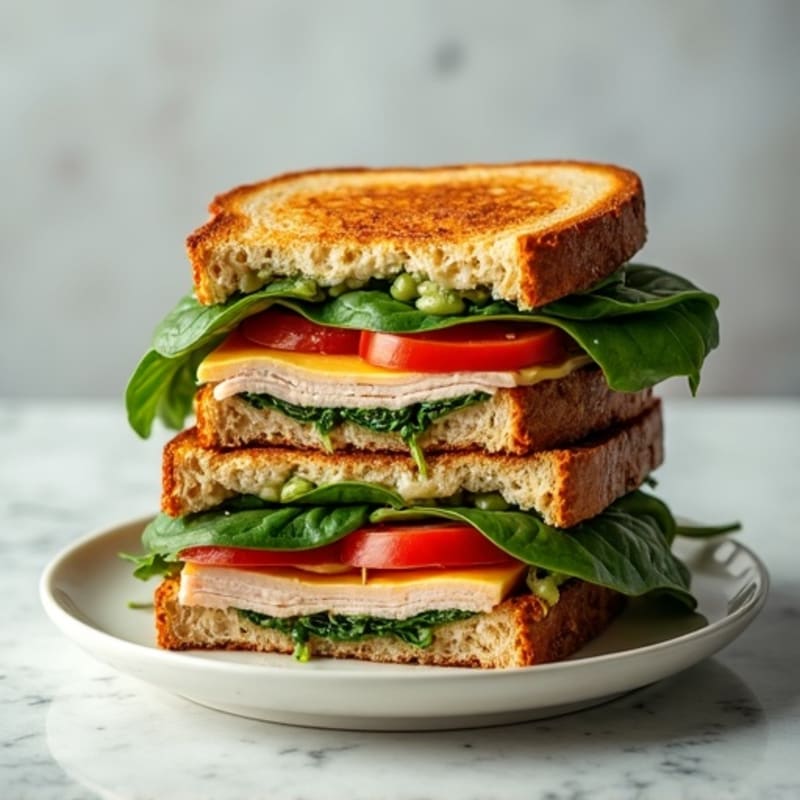 Stacked Crispy Whole Wheat Turkey and Spinach Melt