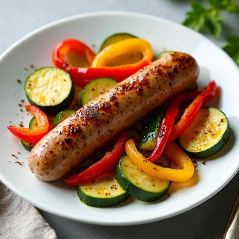 Roasted Zucchini and Chicken Sausage with Bell Peppers