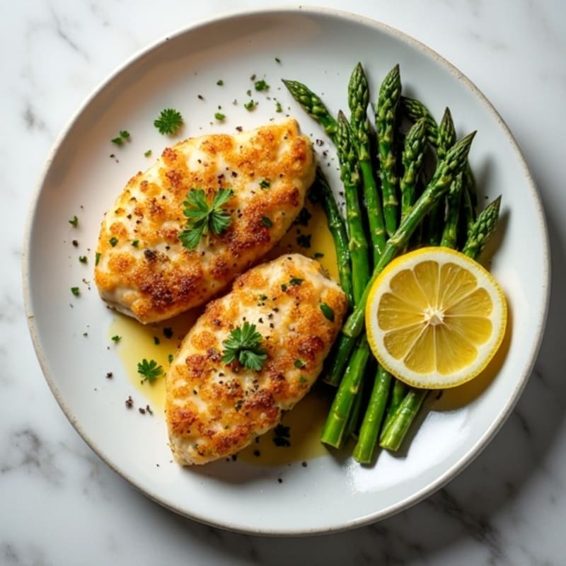 Crispy Lemon Herb Chicken with Roasted Asparagus