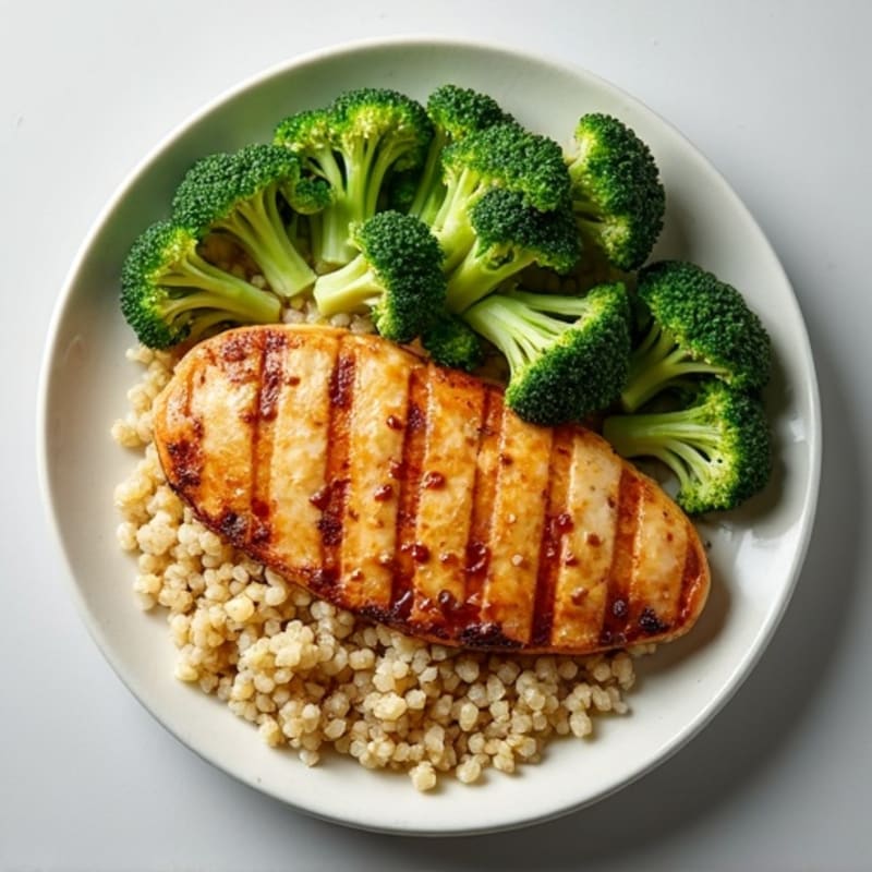 Grilled Chicken Breast with Quinoa and Steamed Broccoli