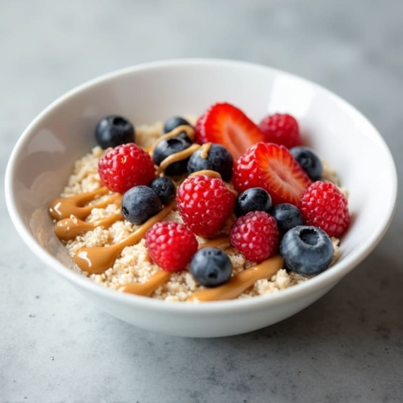Protein-Packed Berry Oatmeal with Peanut Butter Drizzle