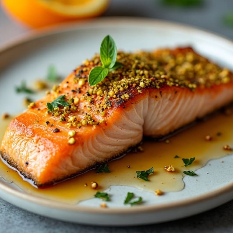 Crispy Pistachio-Crusted Salmon with Citrus-Ginger Glaze