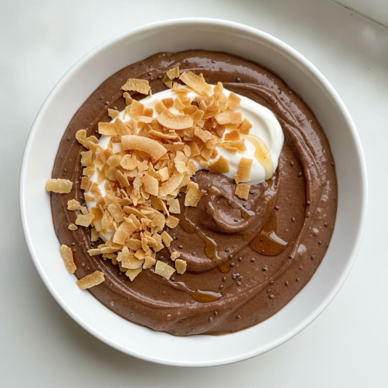 Silky Chocolate Protein Pudding with Toasted Coconut