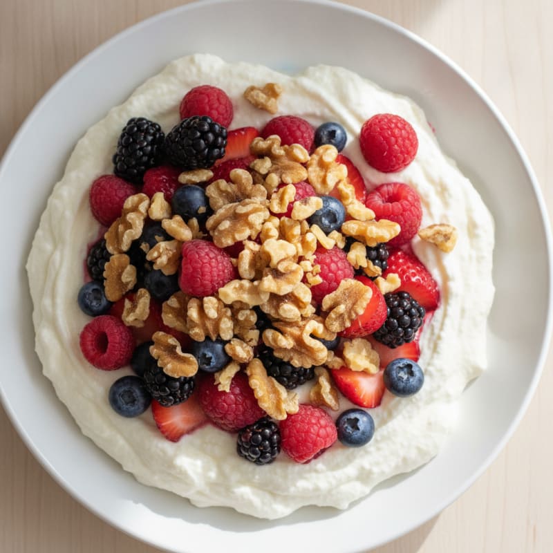 Silky Greek Yogurt Protein Mousse with Mixed Berries