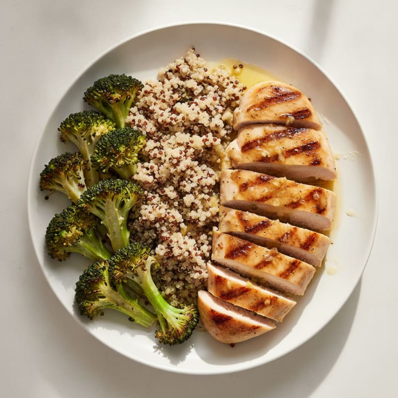 Grilled Chicken Breast with Roasted Broccoli and Quinoa