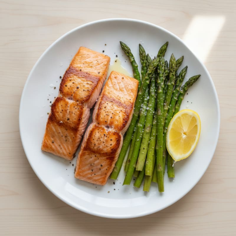 Pan-Seared Salmon with Roasted Asparagus