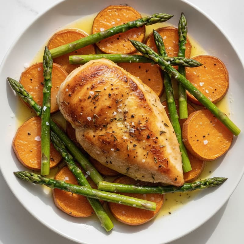 Lemon Herb Roasted Chicken with Asparagus