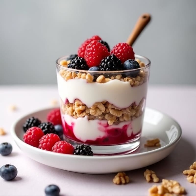 Greek Yogurt Protein Parfait with Mixed Berries