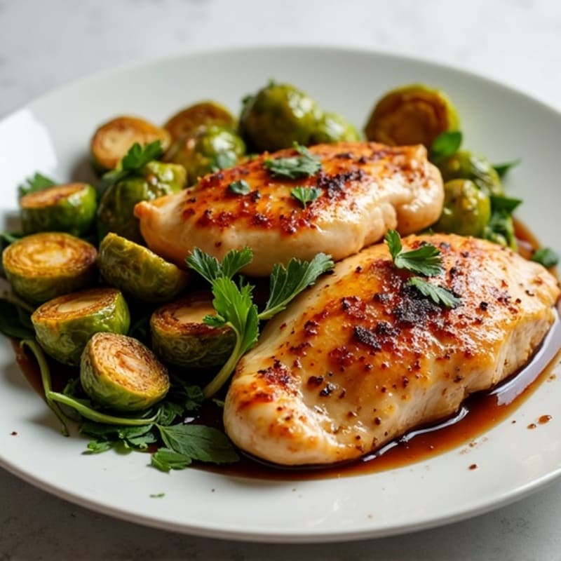 Sheet Pan Chicken with Balsamic Glazed Brussels Sprouts