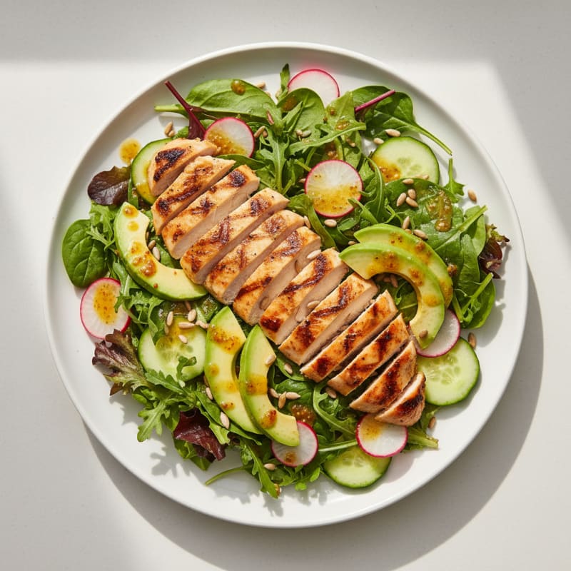 Grilled Chicken Salad with Crunchy Mixed Greens and Citrus Vinaigrette