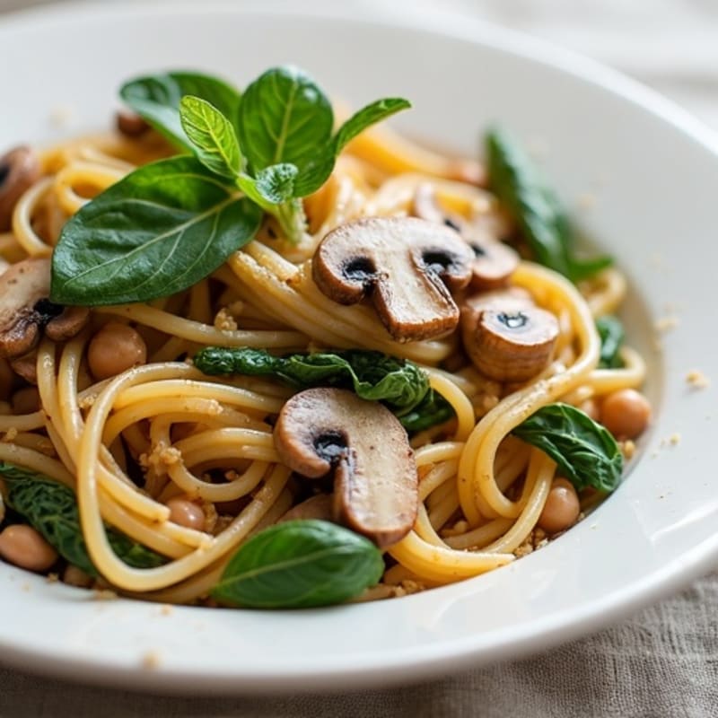 Healthy Creamy Truffle Mushroom Whole Wheat Pasta