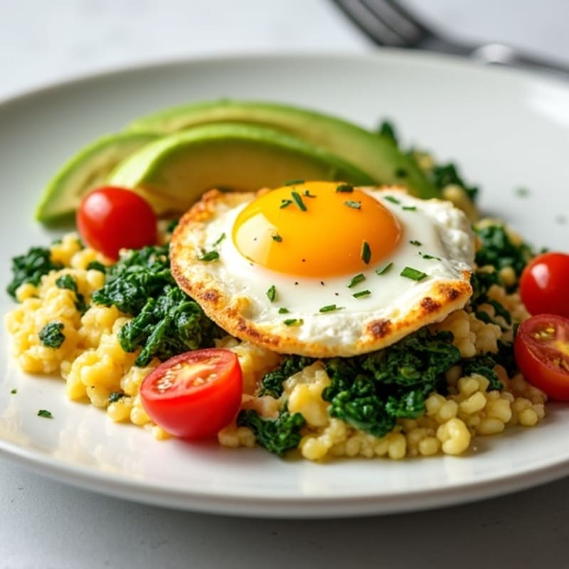 Egg White and Cottage Cheese Scramble with Spinach and Cherry Tomatoes