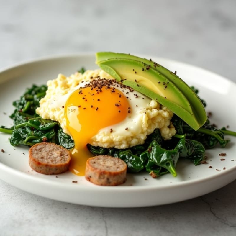 Egg White Scramble with Spinach and Turkey Sausage