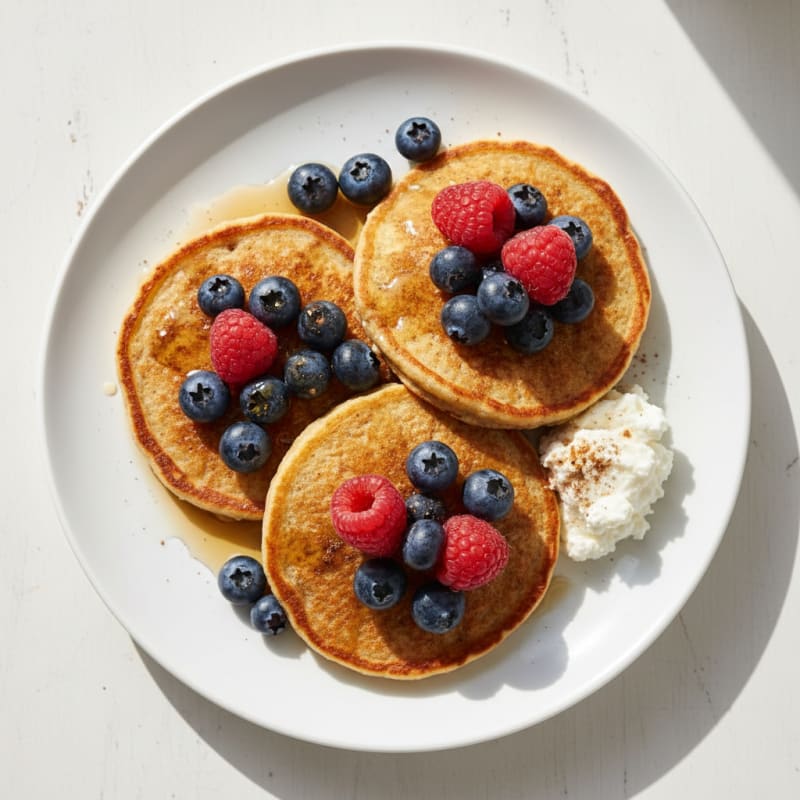 Cottage Cheese Protein Pancakes with Fresh Berries