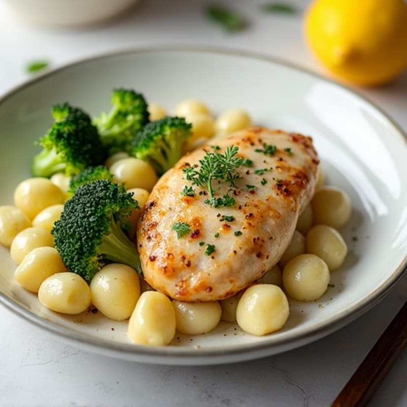 Lemon Herb Ricotta Gnocchi with Roasted Broccoli and Chicken