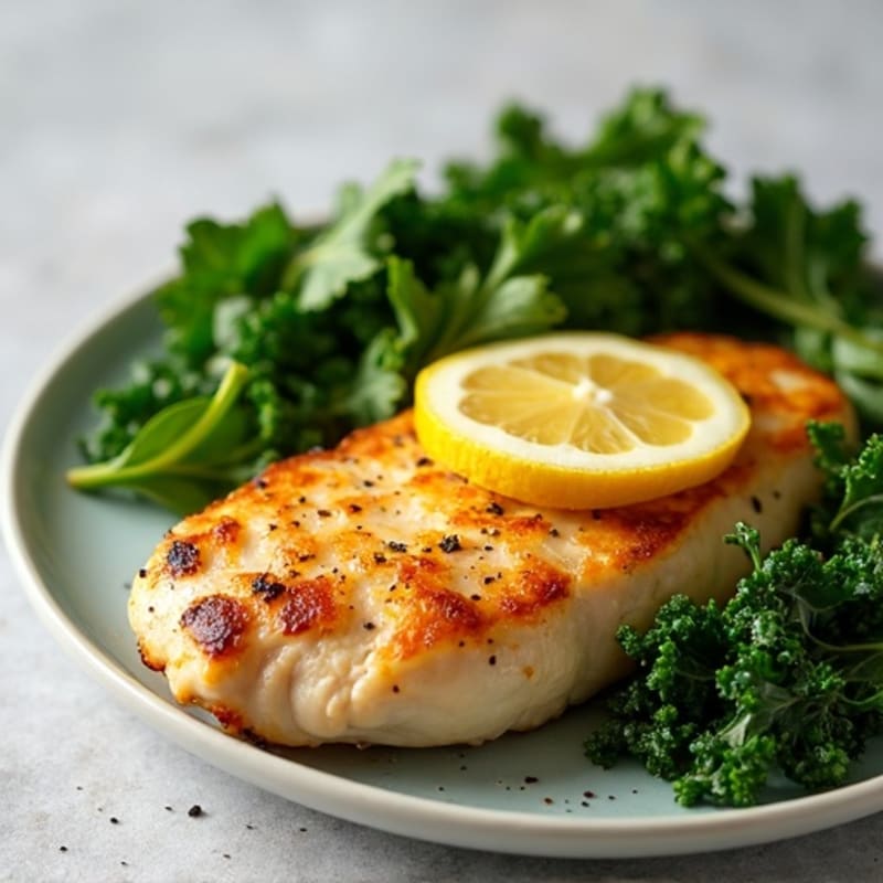 Lemon-Garlic Pan-Seared Chicken with Sautéed Greens