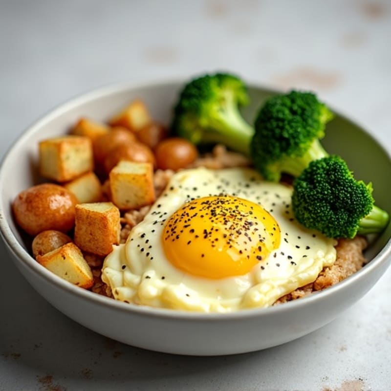 Scrambled Egg White and Chicken Bowl with Roasted Potatoes