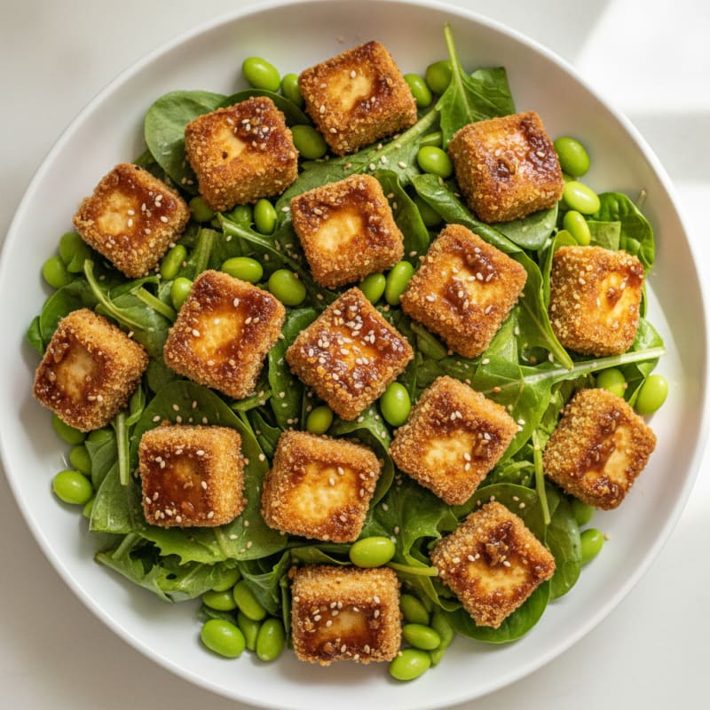 Soy-Garlic Tofu Edamame Salad