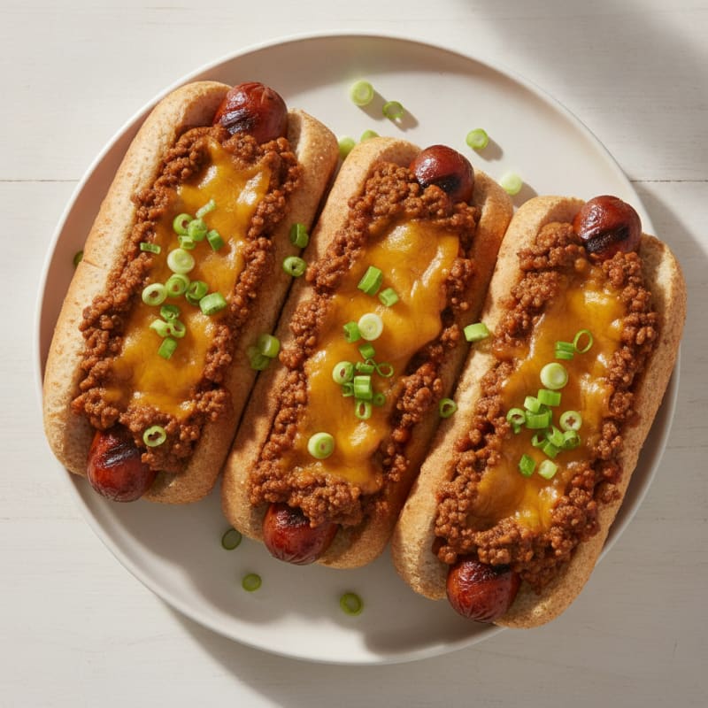 Clean-Eating Chili Cheese Turkey Dogs
