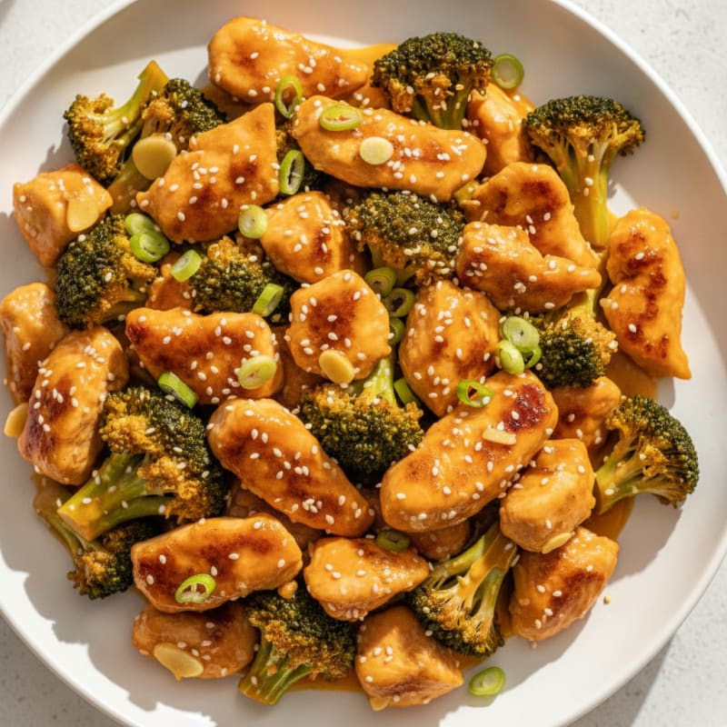 Orange Glazed Chicken and Broccoli
