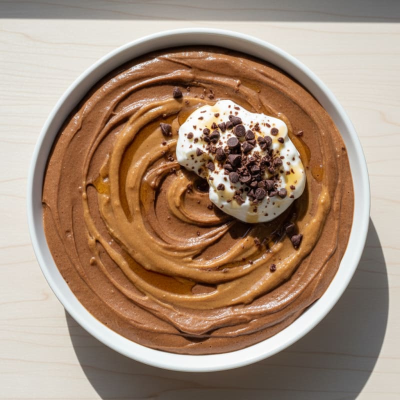Silky Chocolate Protein Pudding with Almond Butter Swirl