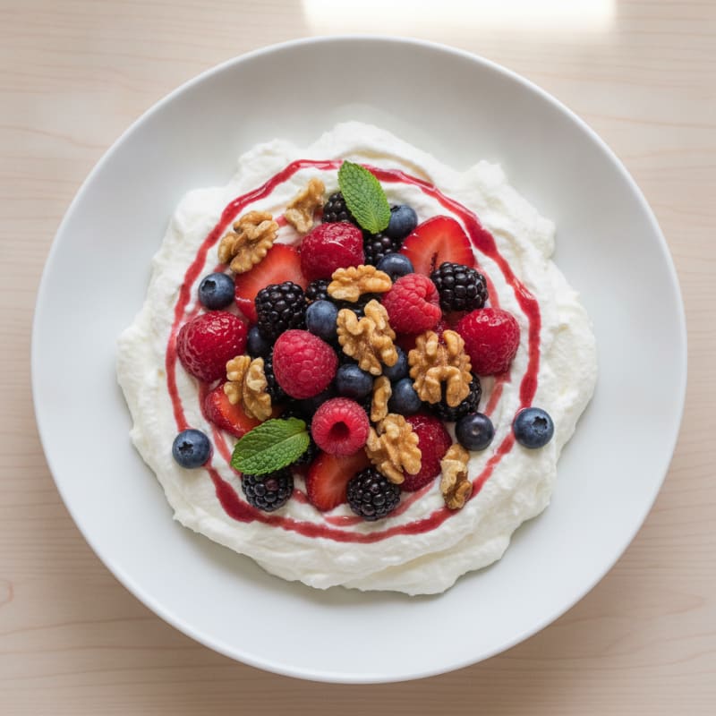 Greek Yogurt Protein Mousse with Mixed Berries