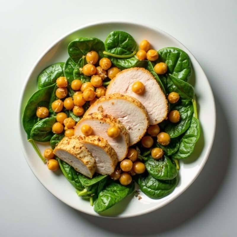 Turkey and Spinach Salad with Chickpeas and Lemon Vinaigrette
