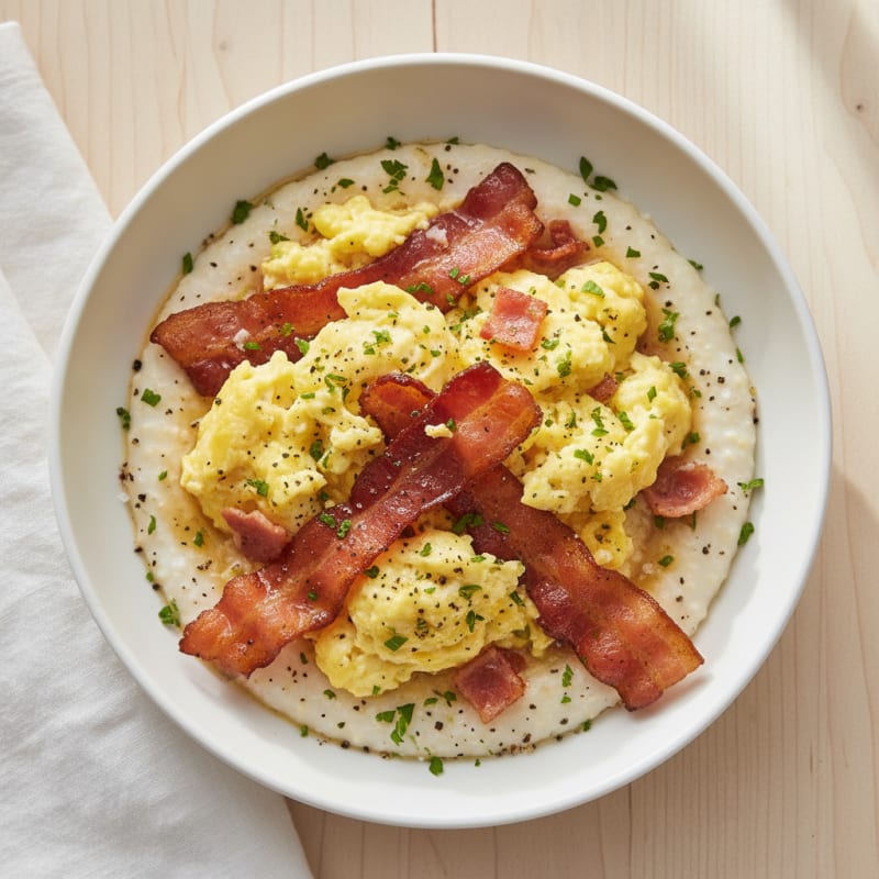 Turkey Bacon and Egg Grits Bowl
