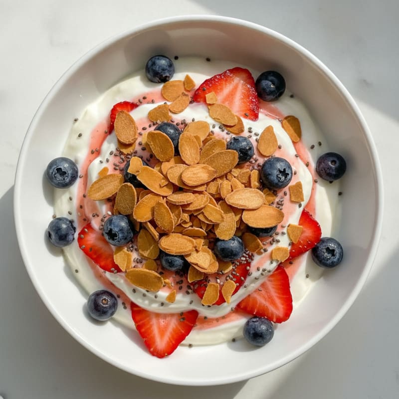 Greek Yogurt Protein Parfait with Berries and Almonds
