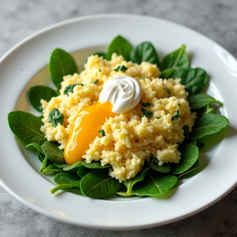 Egg White and Spinach Scramble with Cottage Cheese