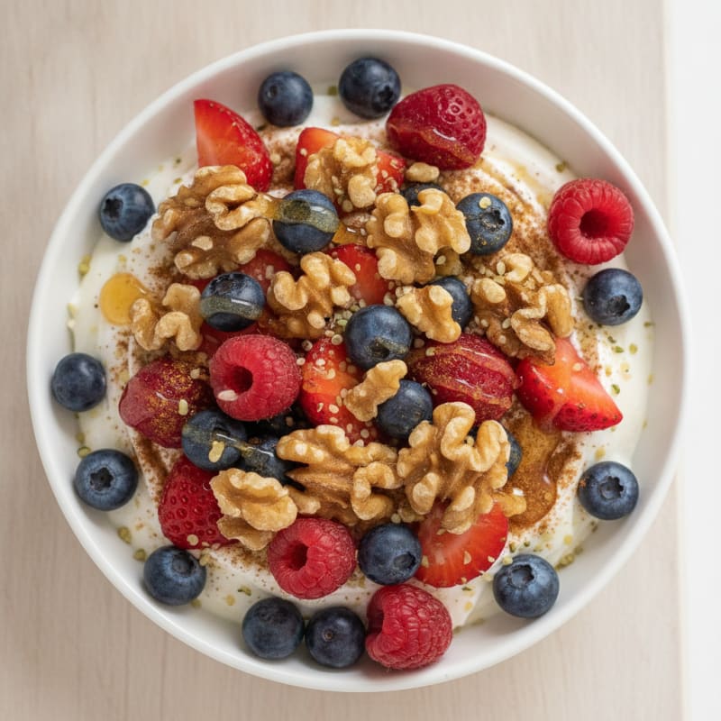 Greek Yogurt Bowl with Berries and Walnuts