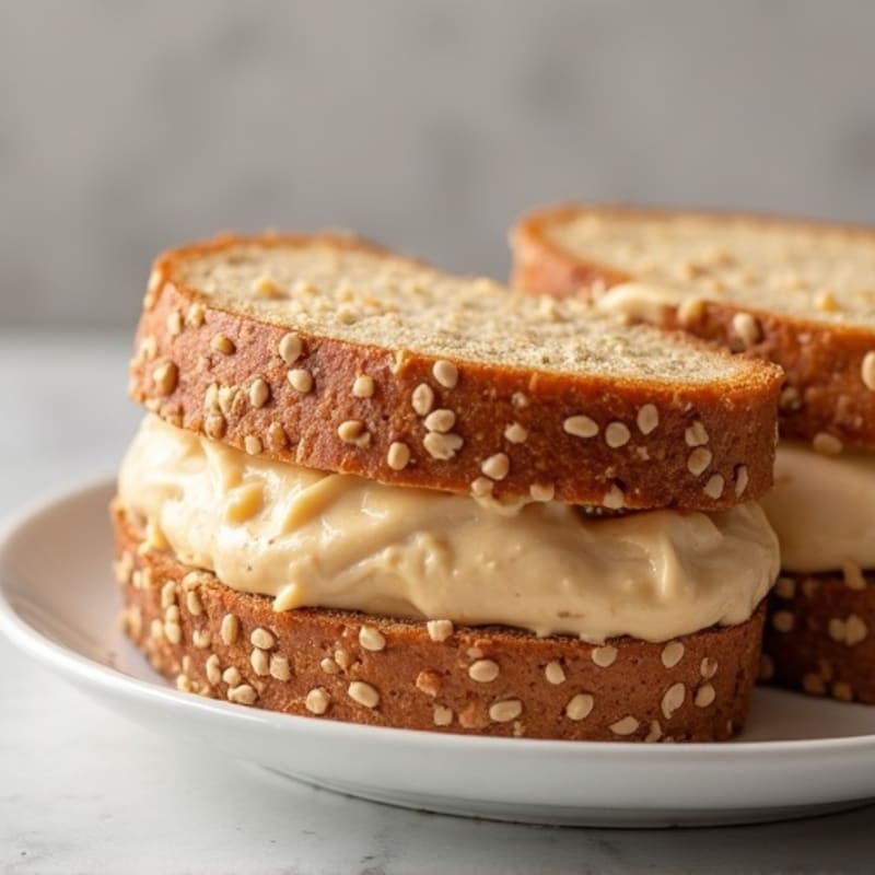 Creamy Peanut Butter and Whipped Protein Fluff Whole Grain Sandwich