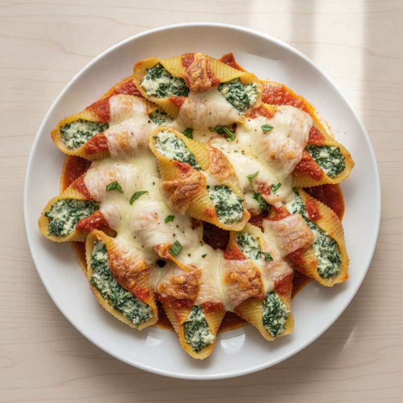 Baked Spinach Ricotta Stuffed Shells