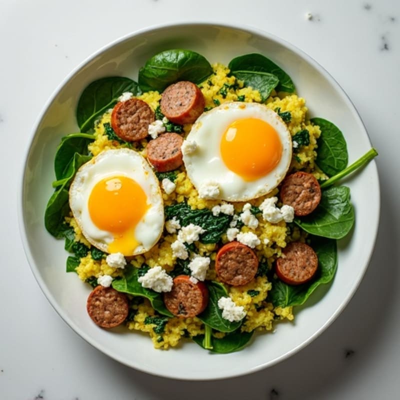 Quick Spinach and Feta Scramble