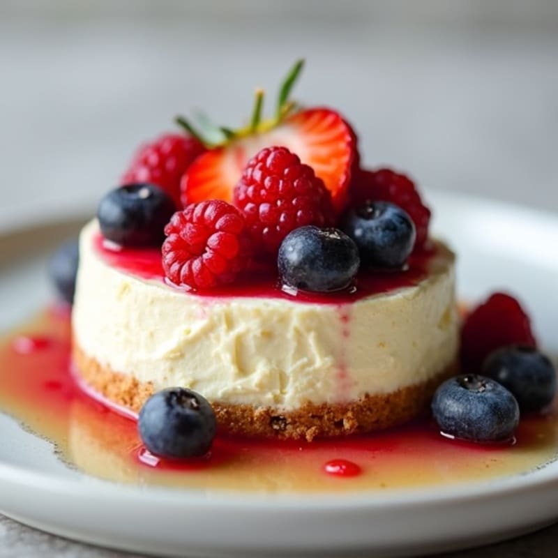 Creamy Greek Yogurt Protein Cheesecake with Mixed Berries