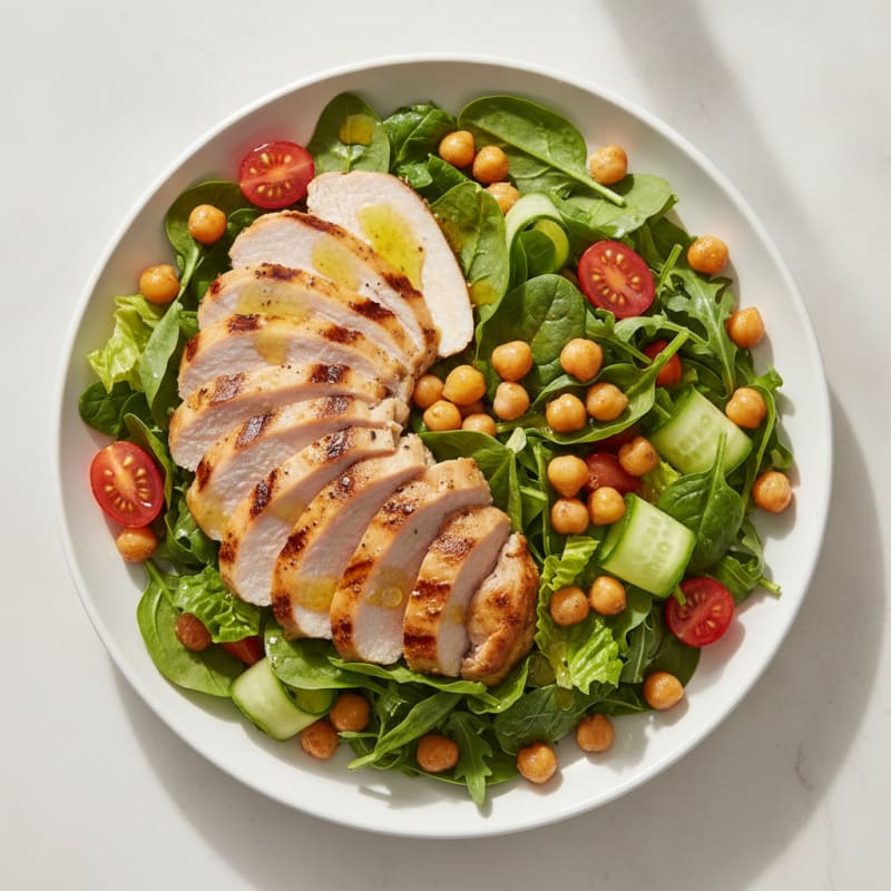 Grilled Turkey Breast Salad with Chickpeas and Lemon Vinaigrette