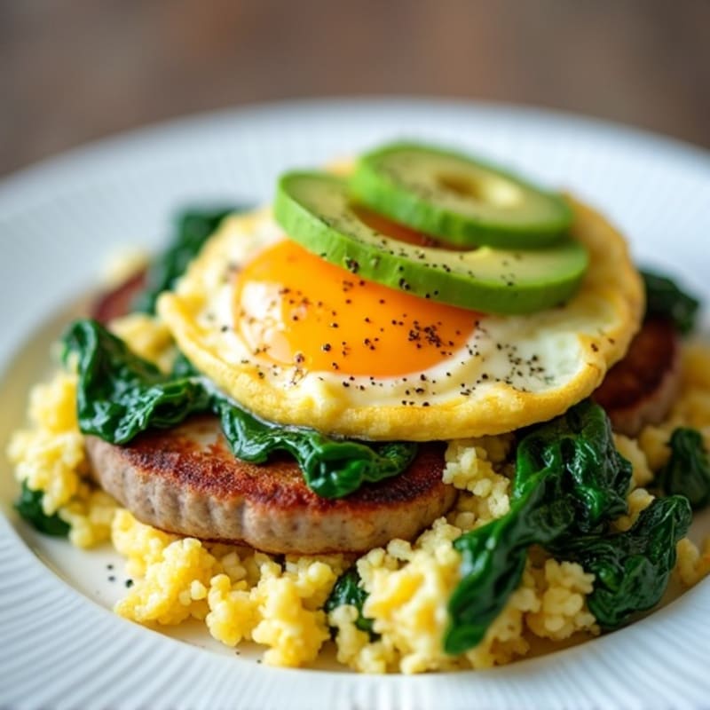 Egg White Scramble with Spinach and Turkey Sausage