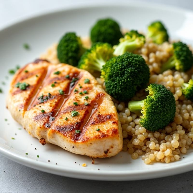 Grilled Chicken Breast with Roasted Broccoli and Quinoa