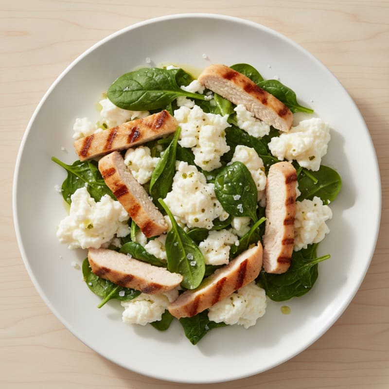 Egg White Spinach Scramble with Grilled Turkey Breast