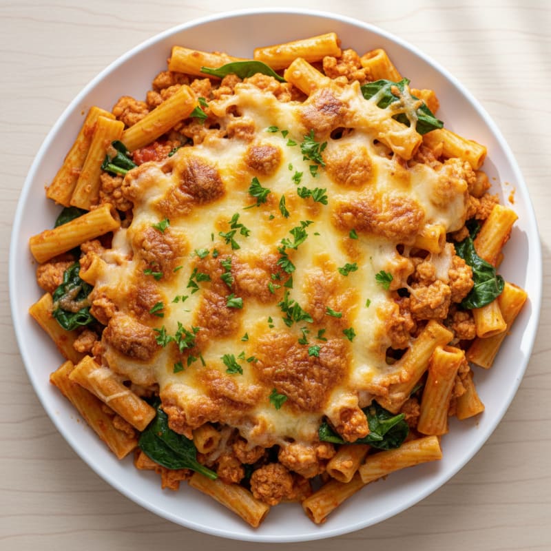 Creamy Baked Ziti with Golden Cheese Crust