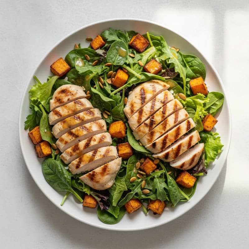 Grilled Chicken Salad with Roasted Sweet Potato